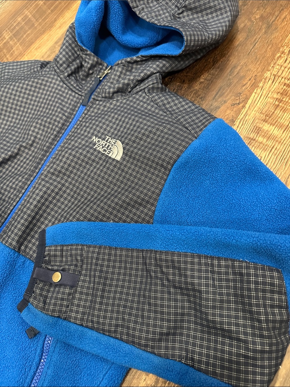 The North Face Kids Blue Hooded Puffer-Style Fleece Jacket